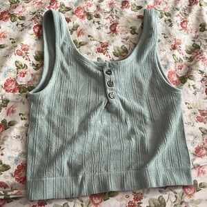 Green cropped tank top
